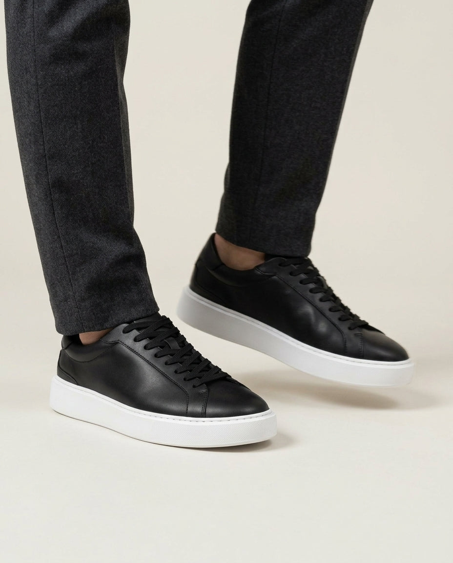 Boston Leather Trainer - Black