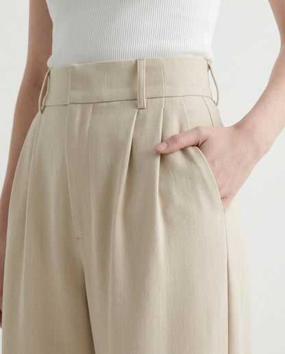 Vienna Wide-Leg Trousers - Beige