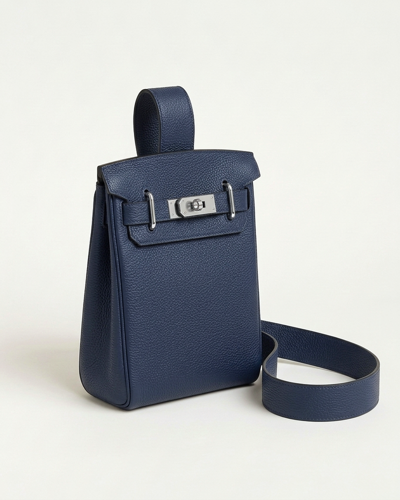 Madrid Leather Crossbody - Navy
