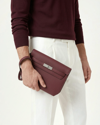 Paris Leather Pochette - Burgundy