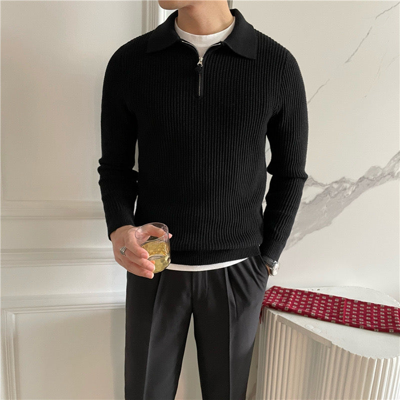 Paris Zipped Sweater - Black