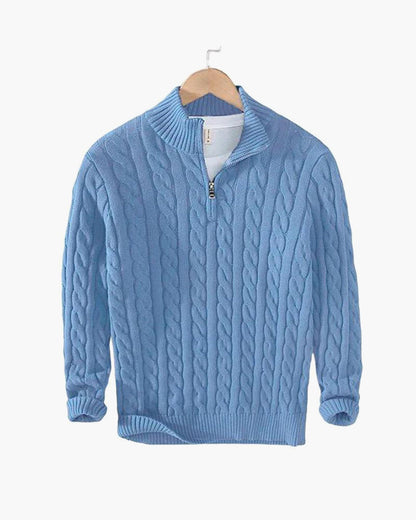 Vienna Zipped Sweater - Light Blue
