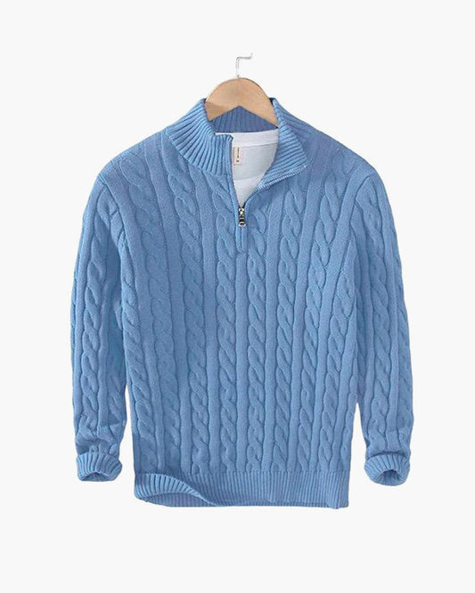Vienna Zipped Sweater - Light Blue