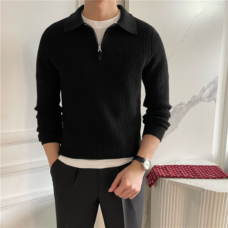 Paris Zipped Sweater - Black