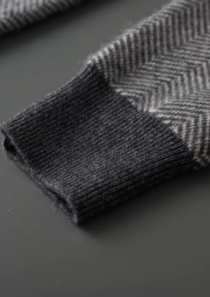 Pure Extra-Fine Merino Wool Gray Herringbone Set