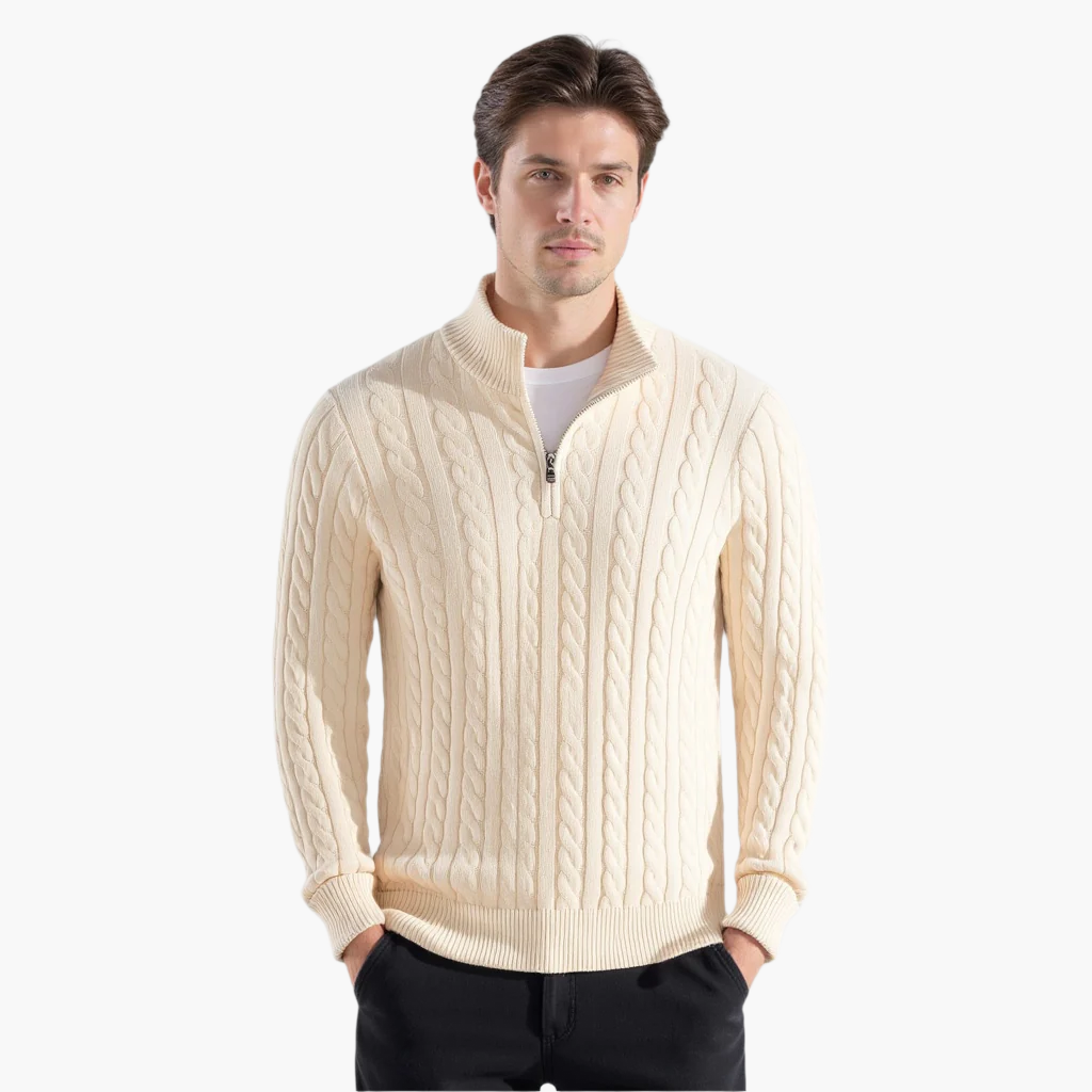 Vienna Zipped Sweater - Beige