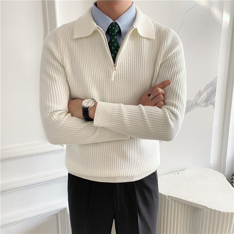 Paris Zipped Sweater - White