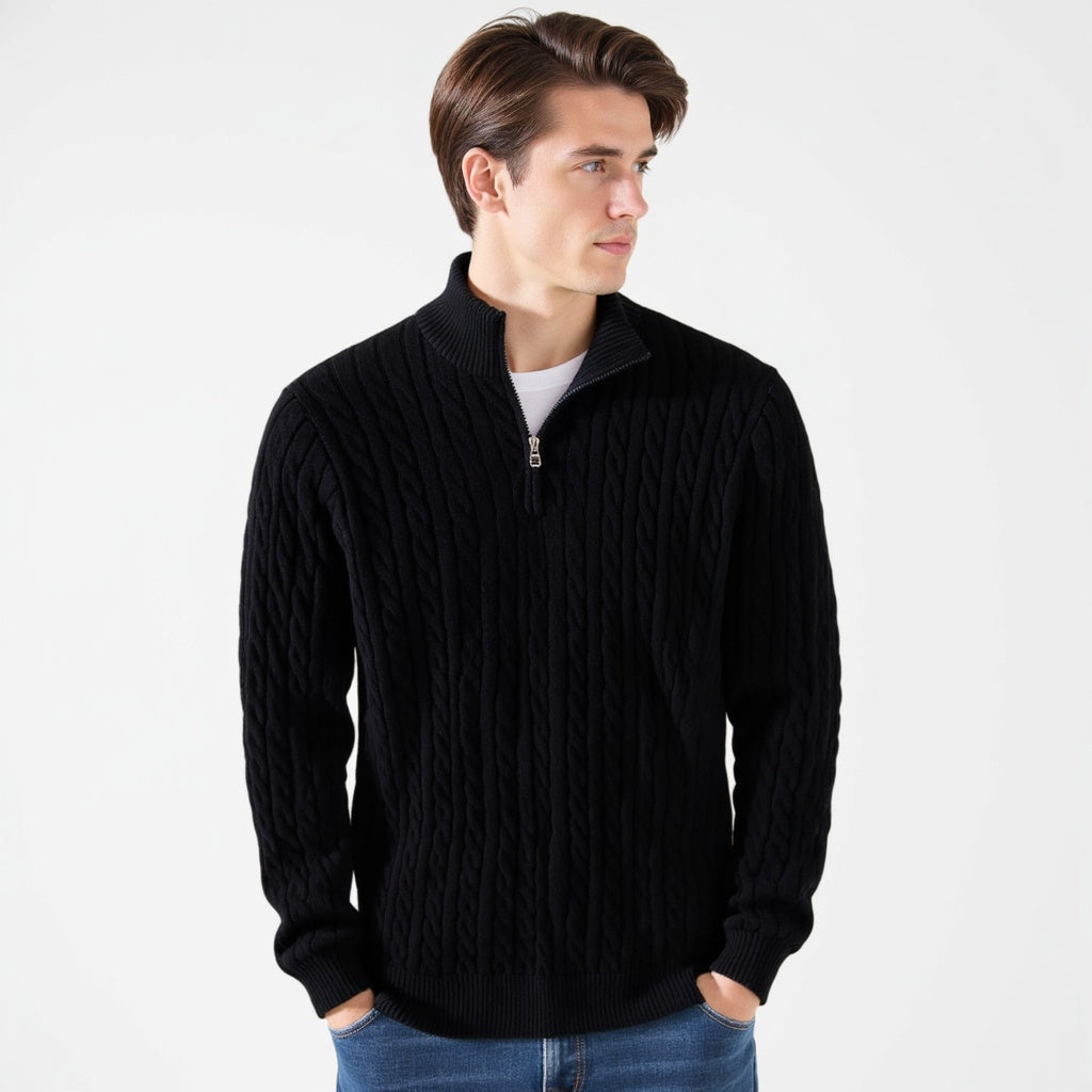 Vienna Zipped Sweater - Black