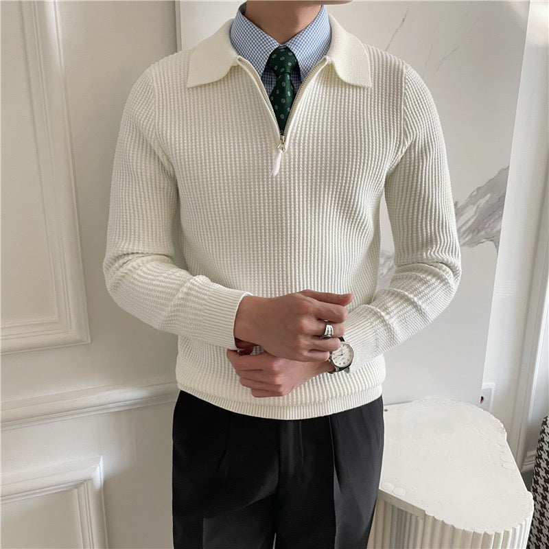 Paris Zipped Sweater - White