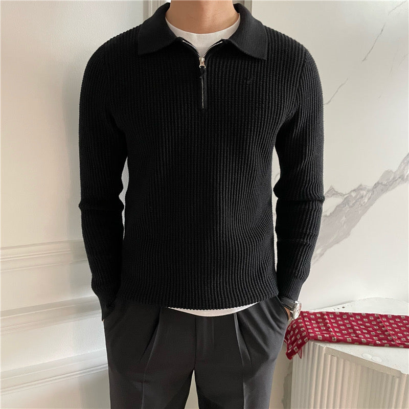 Paris Zipped Sweater - Black