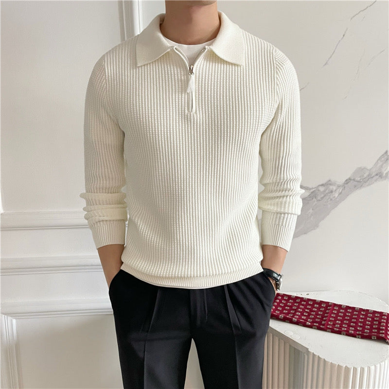 Paris Zipped Sweater - White