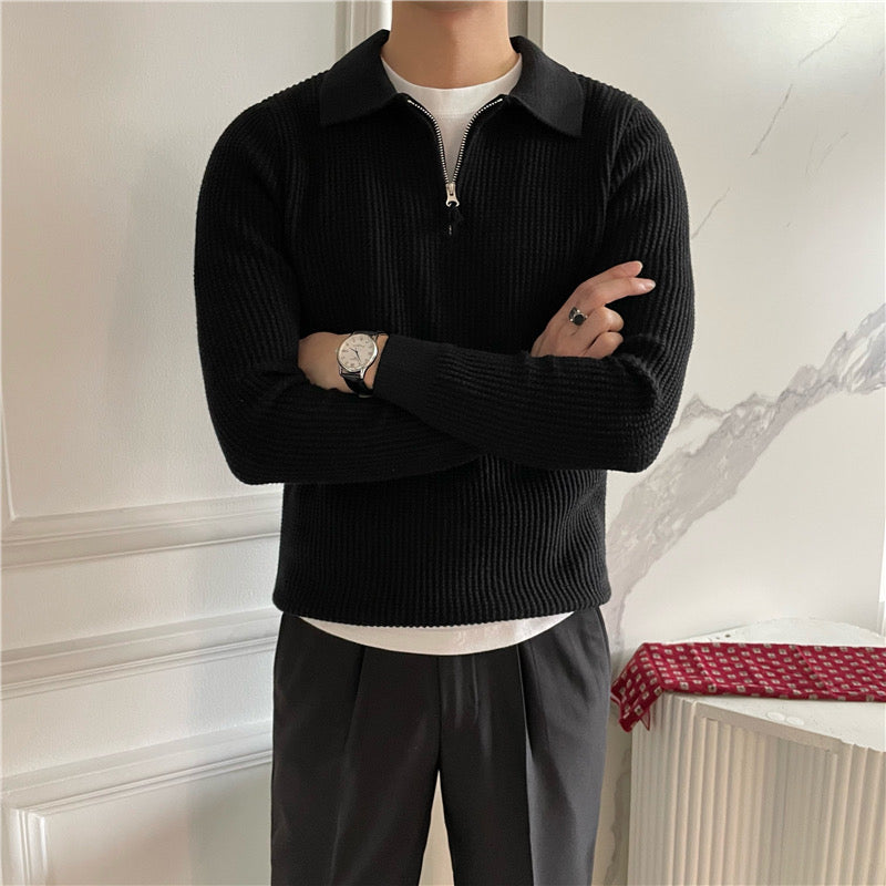 Paris Zipped Sweater - Black