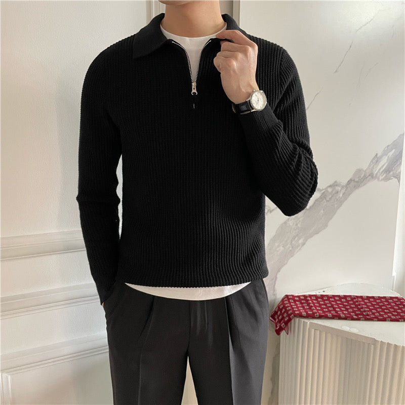 Paris Zipped Sweater - Black