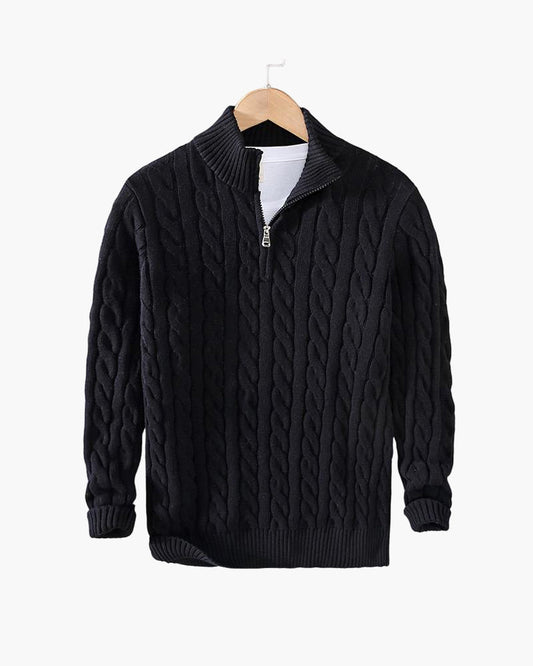 Vienna Zipped Sweater - Black
