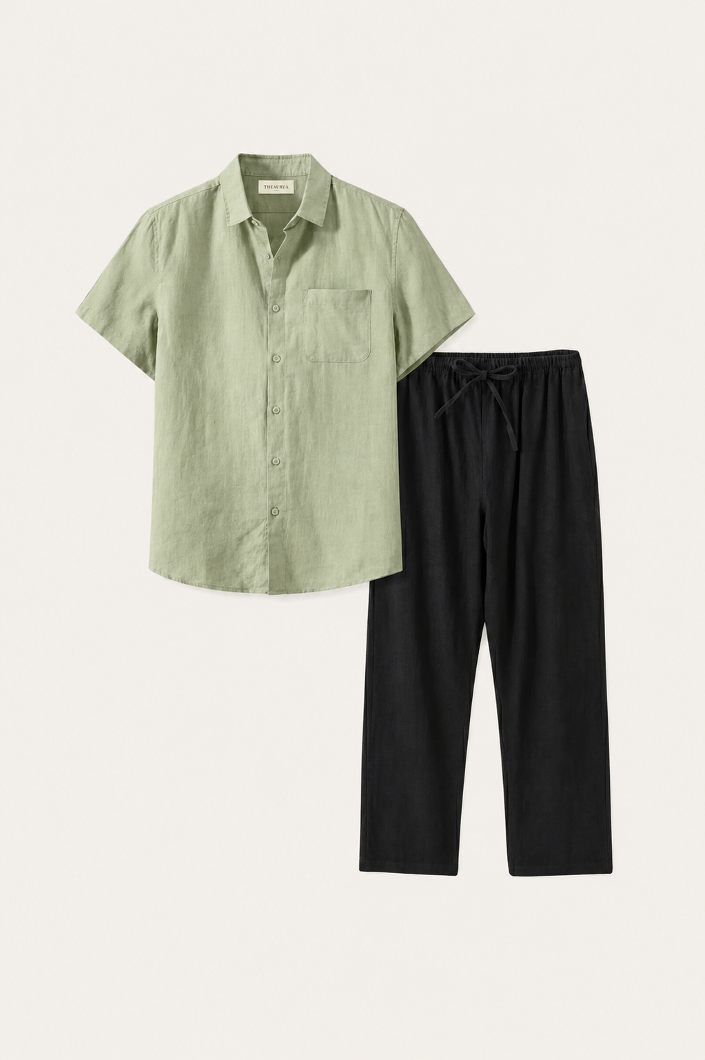 Trento Linen Set Mint Green/Black