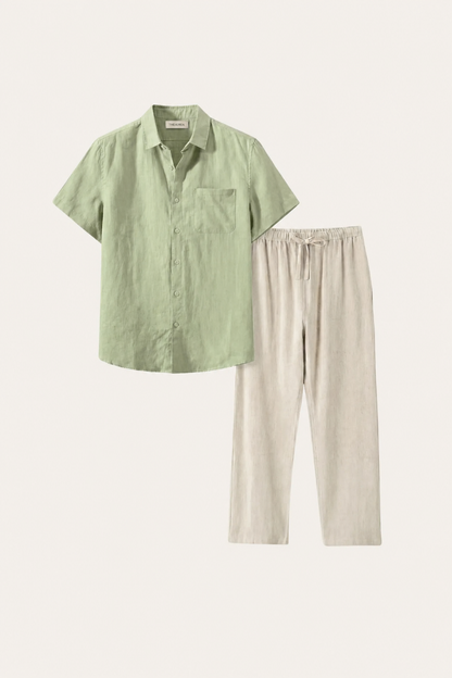 Trento Linen Set Mint Green/Beige