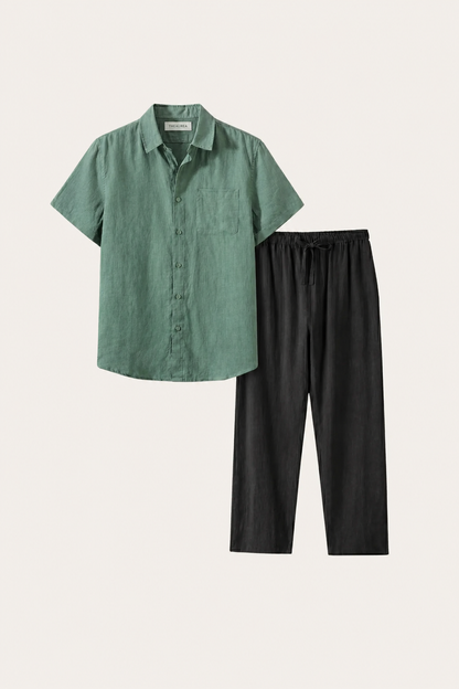 Trento Linen Set Green/Black