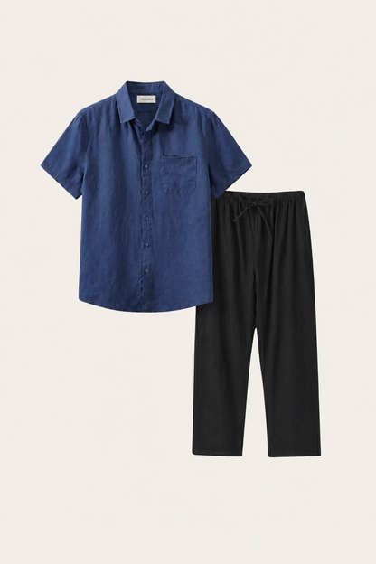 Trento Linen Set Blue/Black