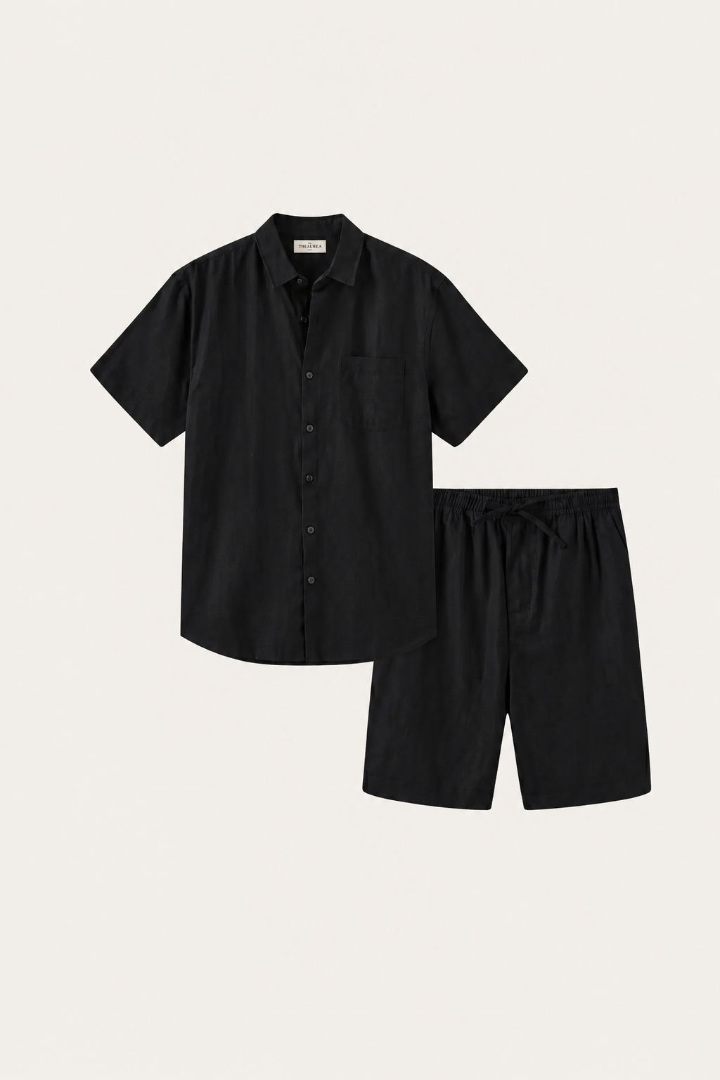 Verona Linen Shirt & Shorts Black