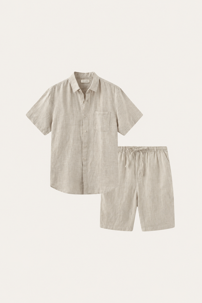 Verona Linen Shirt & Shorts Beige