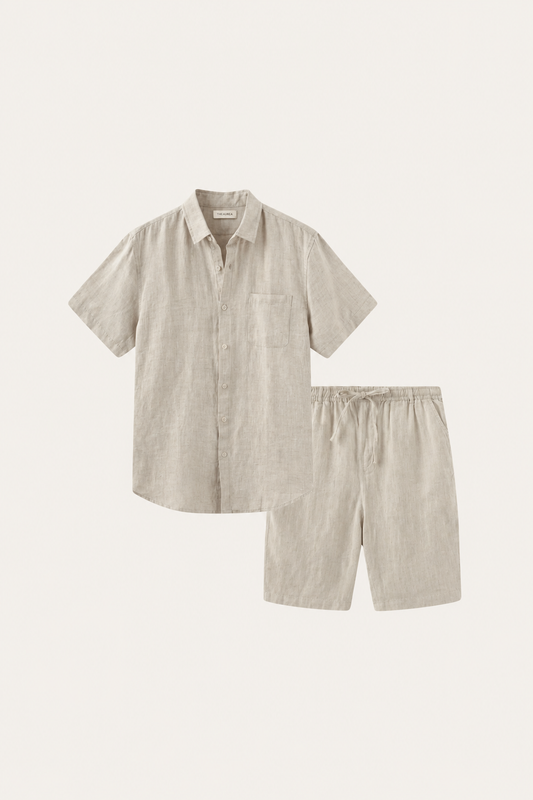 Verona Linen Shirt & Shorts Beige