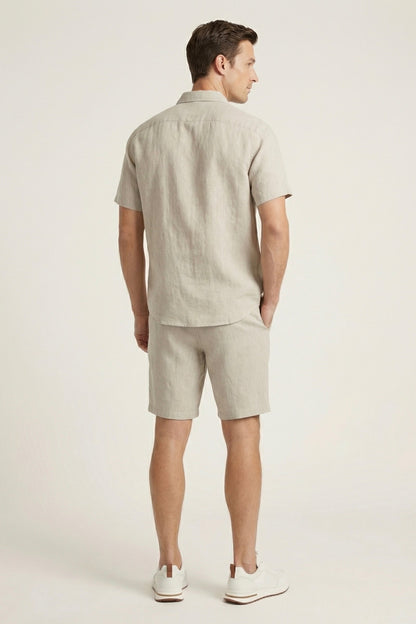 Verona Linen Shirt & Shorts Beige