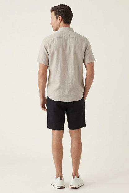 Verona Linen Shirt & Shorts Beige/Black