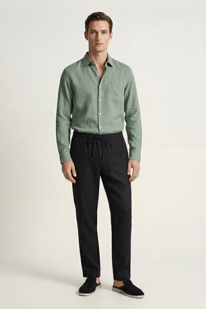 Pisa Linen Set Long Sleeve Green/Black