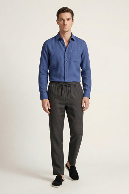Pisa Linen Set Long Sleeve Blue/Black