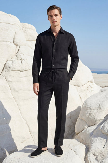 Pisa Linen Set Long Sleeve Black/Black