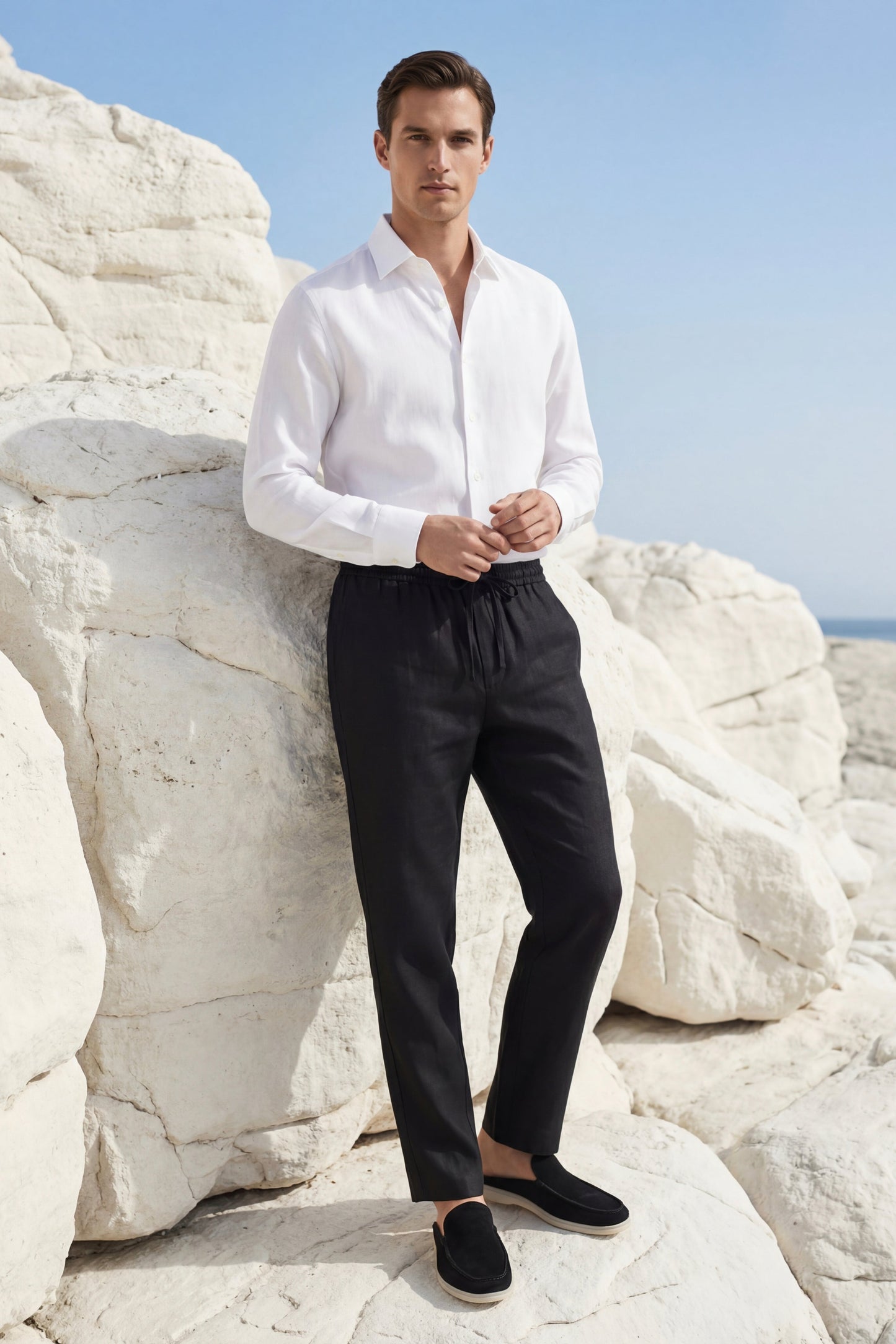 Pisa Linen Set Long Sleeve White/Black