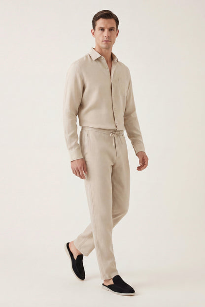 Bellagio Linen Set Long Sleeve Beige