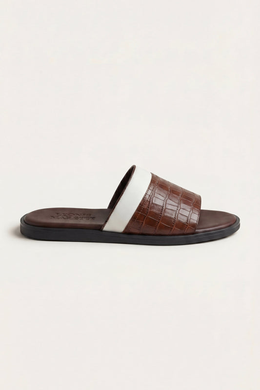 Milano Crocodile Sandal Brown
