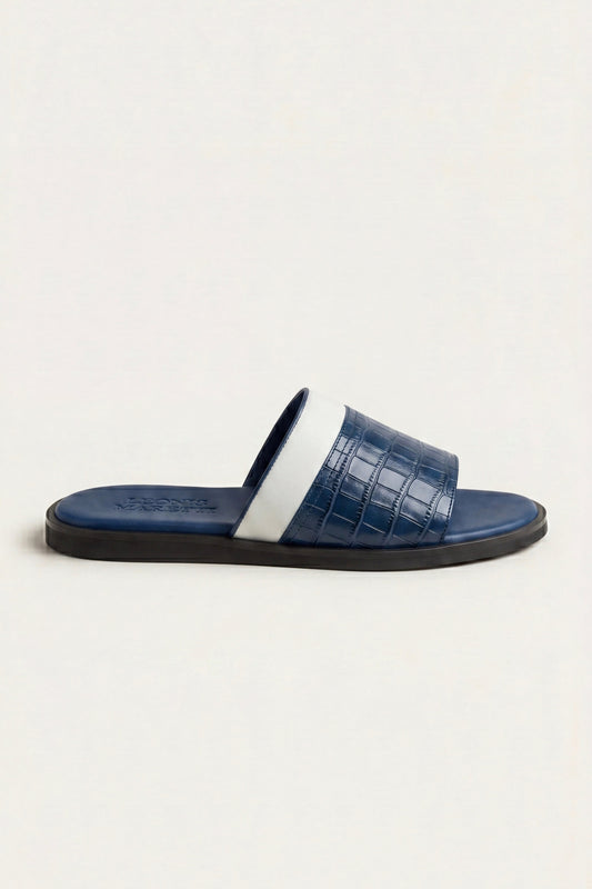 Milano Crocodile Sandal Navy