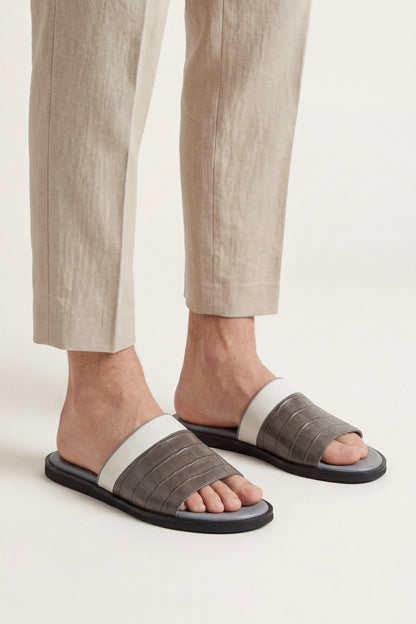 Milano Crocodile Sandal Grey