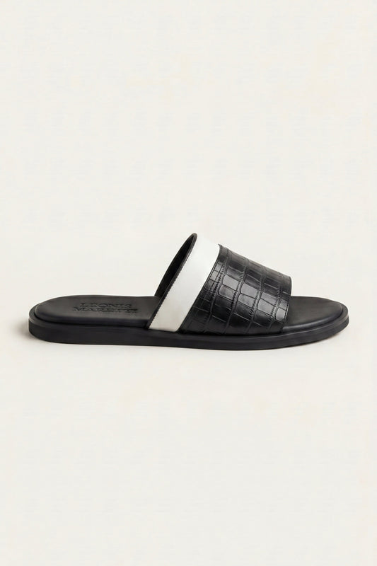 Milano Crocodile Sandal Black