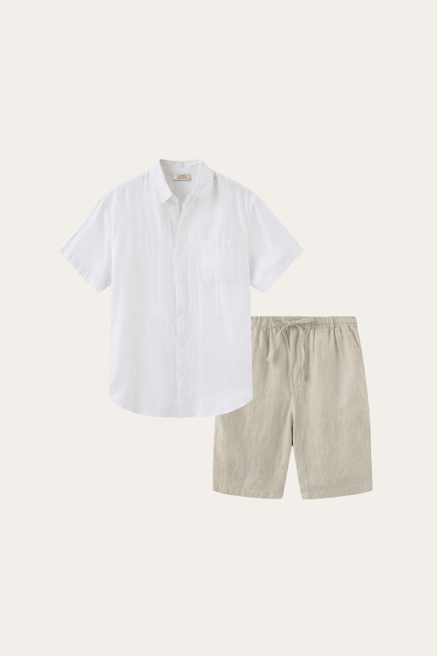 Verona Linen Shirt & Shorts White/Beige