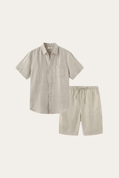 Verona Linen Shirt & Shorts Beige