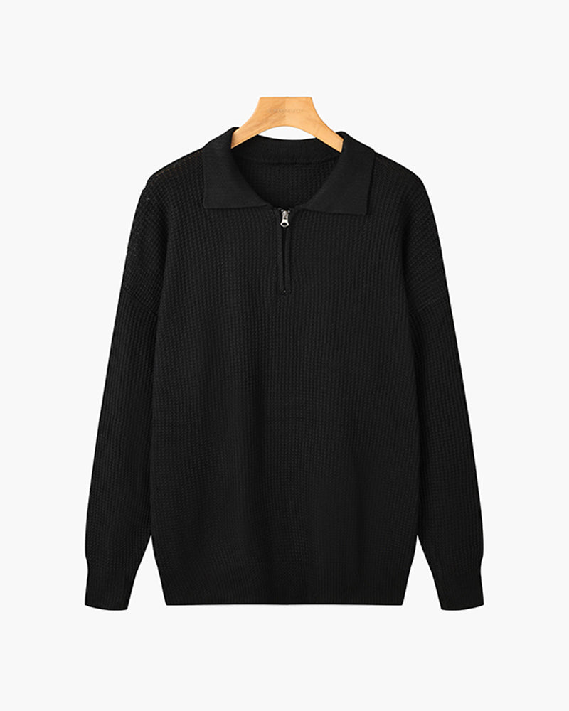 Paris Zipped Sweater - Black