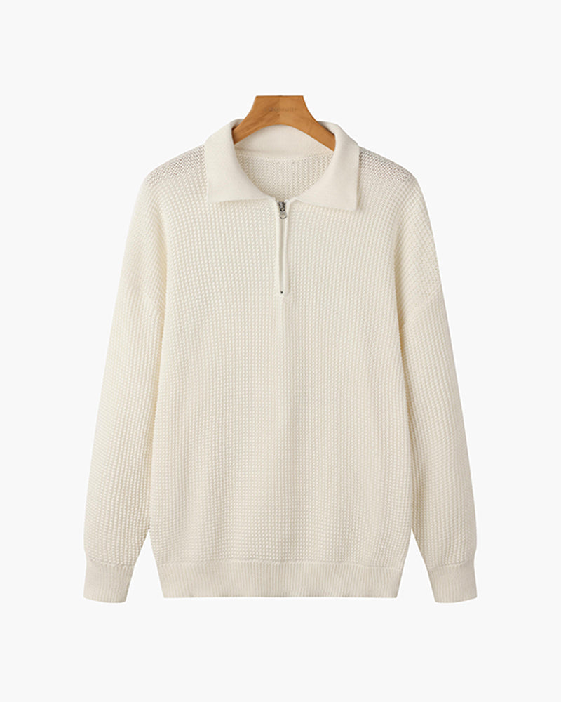 Paris Zipped Sweater - White