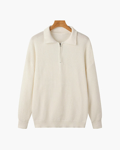 Paris Zipped Sweater - White