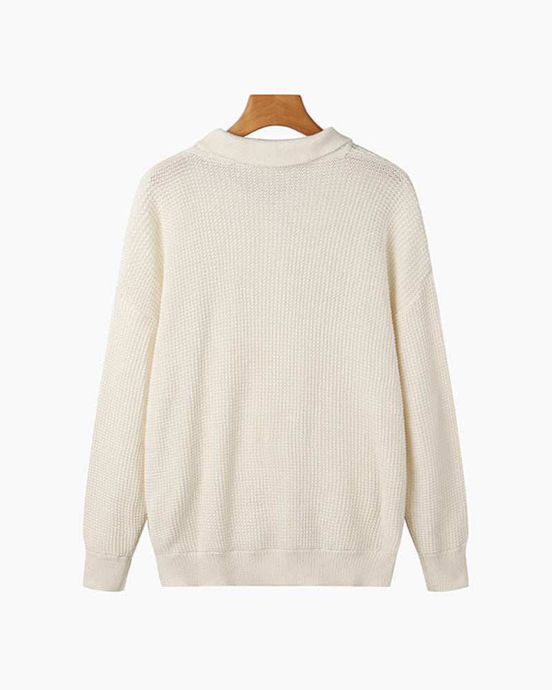 Paris Zipped Sweater - White