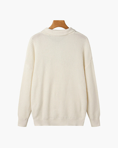 Paris Zipped Sweater - White