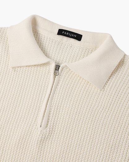 Paris Zipped Sweater - White