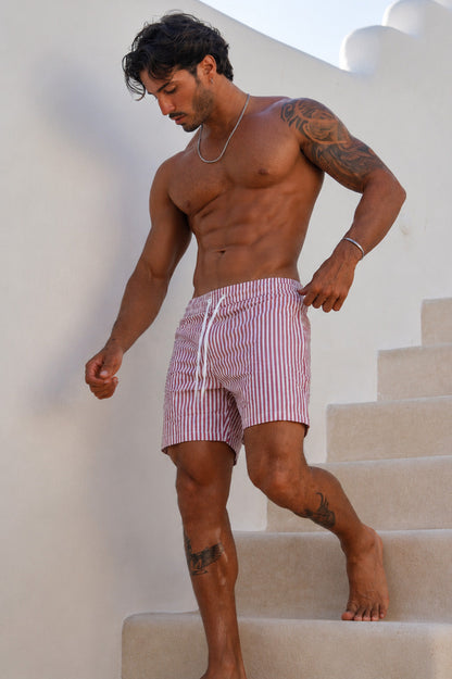 Montaro Swim Shorts - Rose Pink/White
