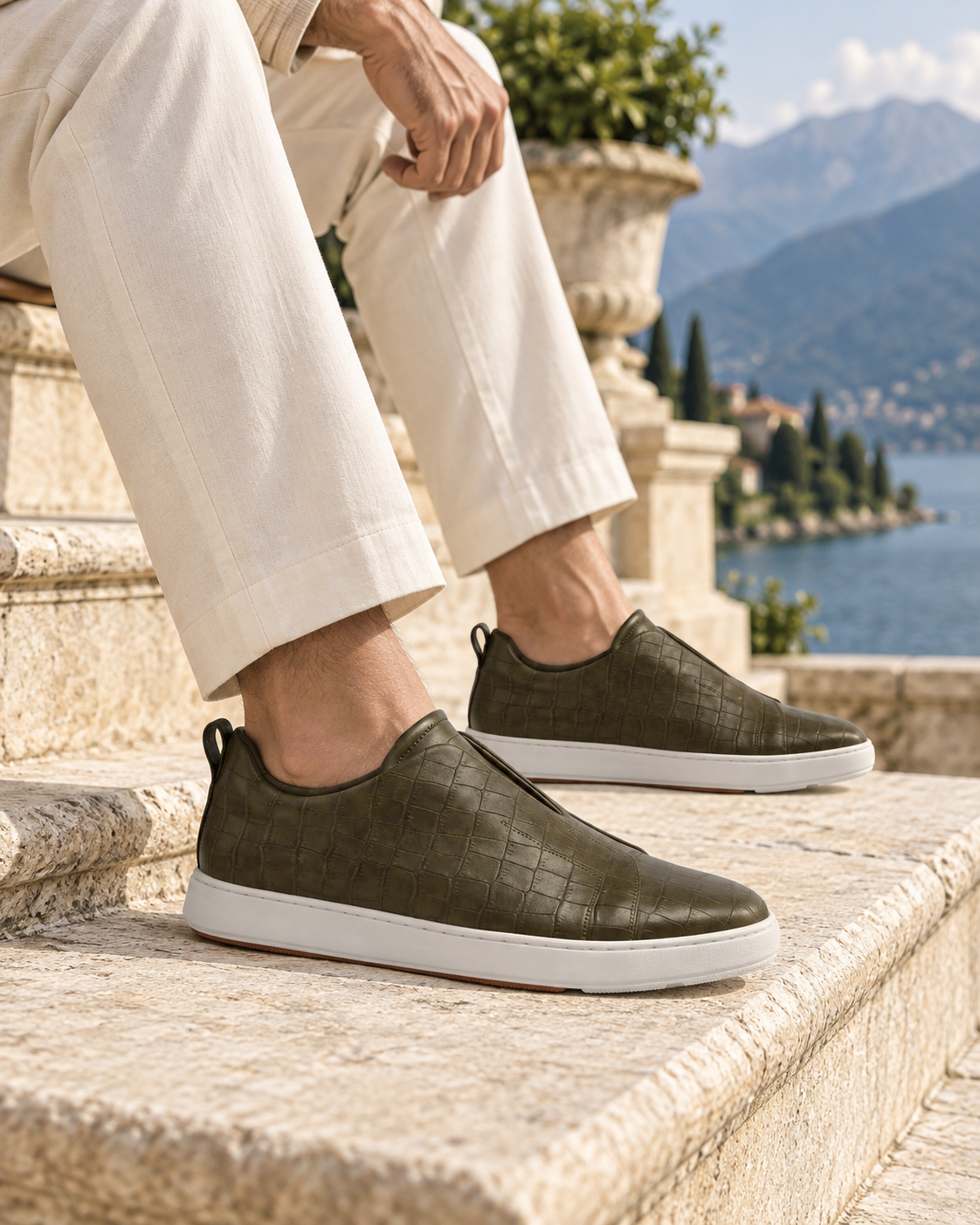 Croco St. Moritz Trainer - Olive