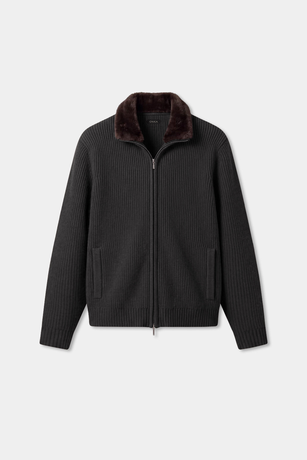 Prague Fur Collar Cardigan - Dark Grey