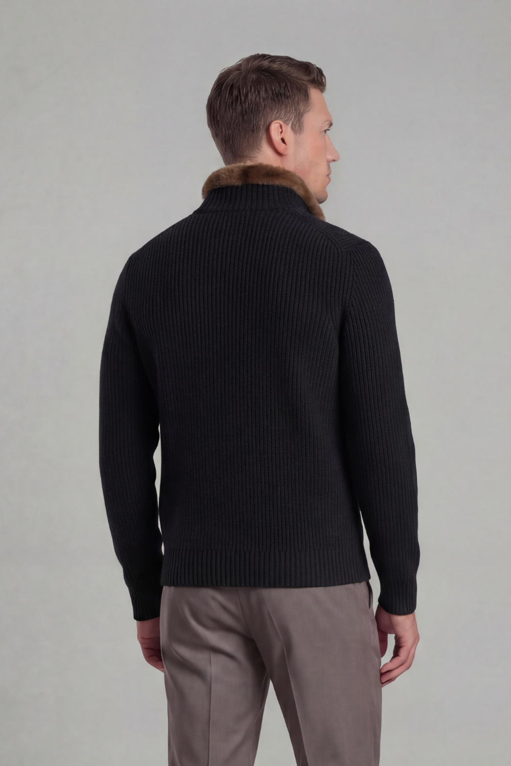 Prague Fur Collar Cardigan - Black