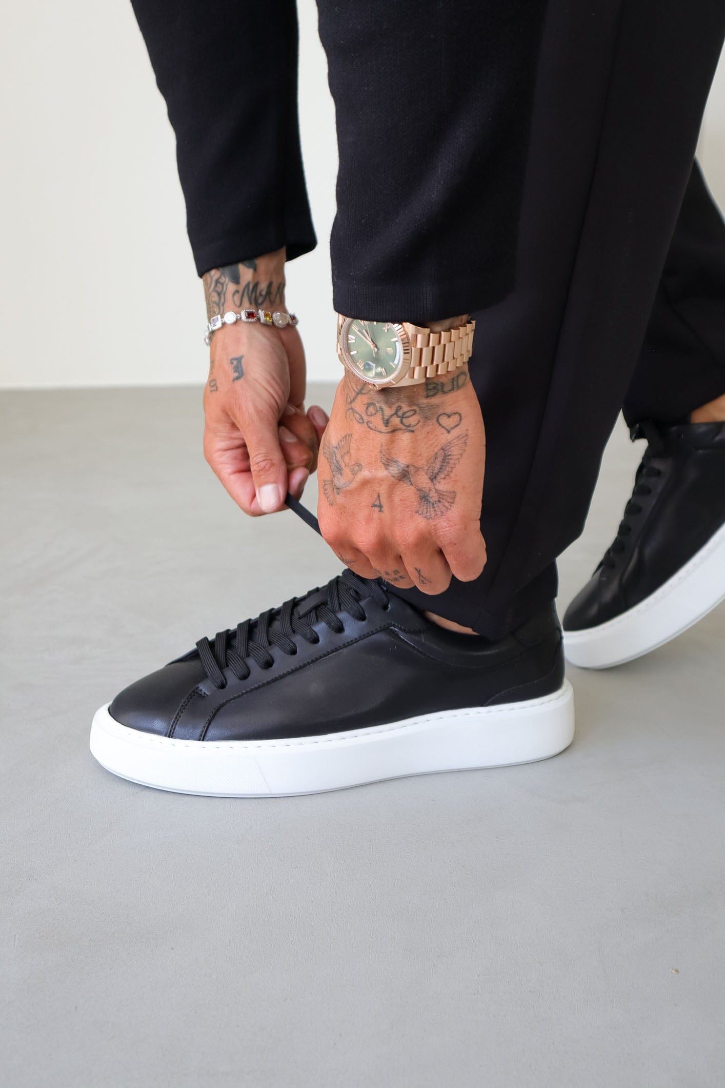 Boston Leather Trainer - Black