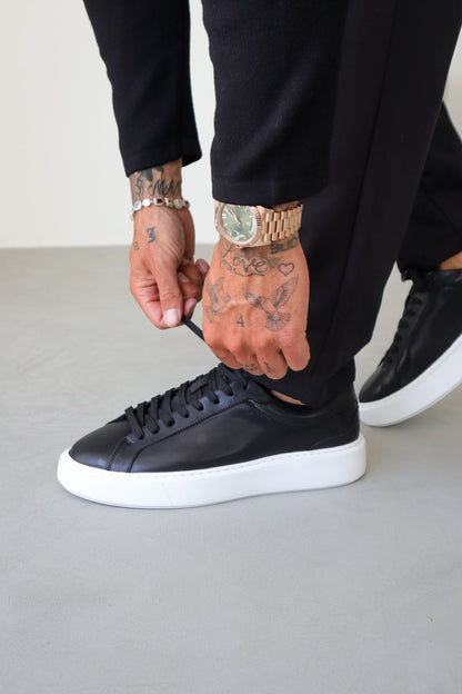 Boston Leather Trainer - Black